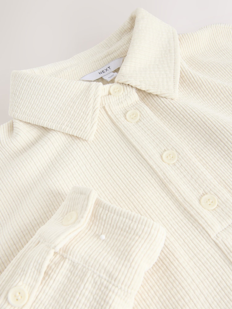 Bež - Overhead Corduroy Popper Long Sleeve Sweatshirt - Slika 3 iz 3