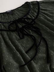 Khaki Green Tie-Neck Long Sleeve Blouse - Image 3 of 3