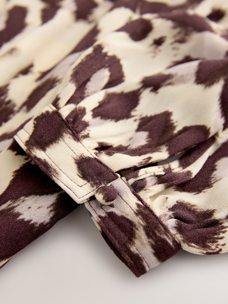 Pink, Animal-Print - Langärmelige Bluse mit V-Ausschnitt - Bild 2 von 3