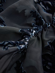 Black Sheer Velvet Floral Flocked Long Sleeve Top - Image 5 of 5