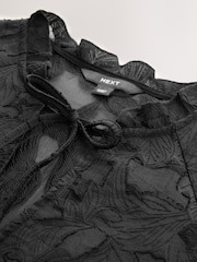 Black Jacquard Long Sleeve Blouse - Image 6 of 7