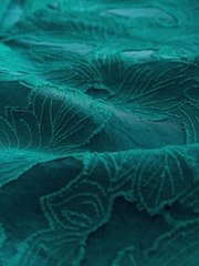 Teal Blue Jacquard Long Sleeve Blouse - Image 7 of 8