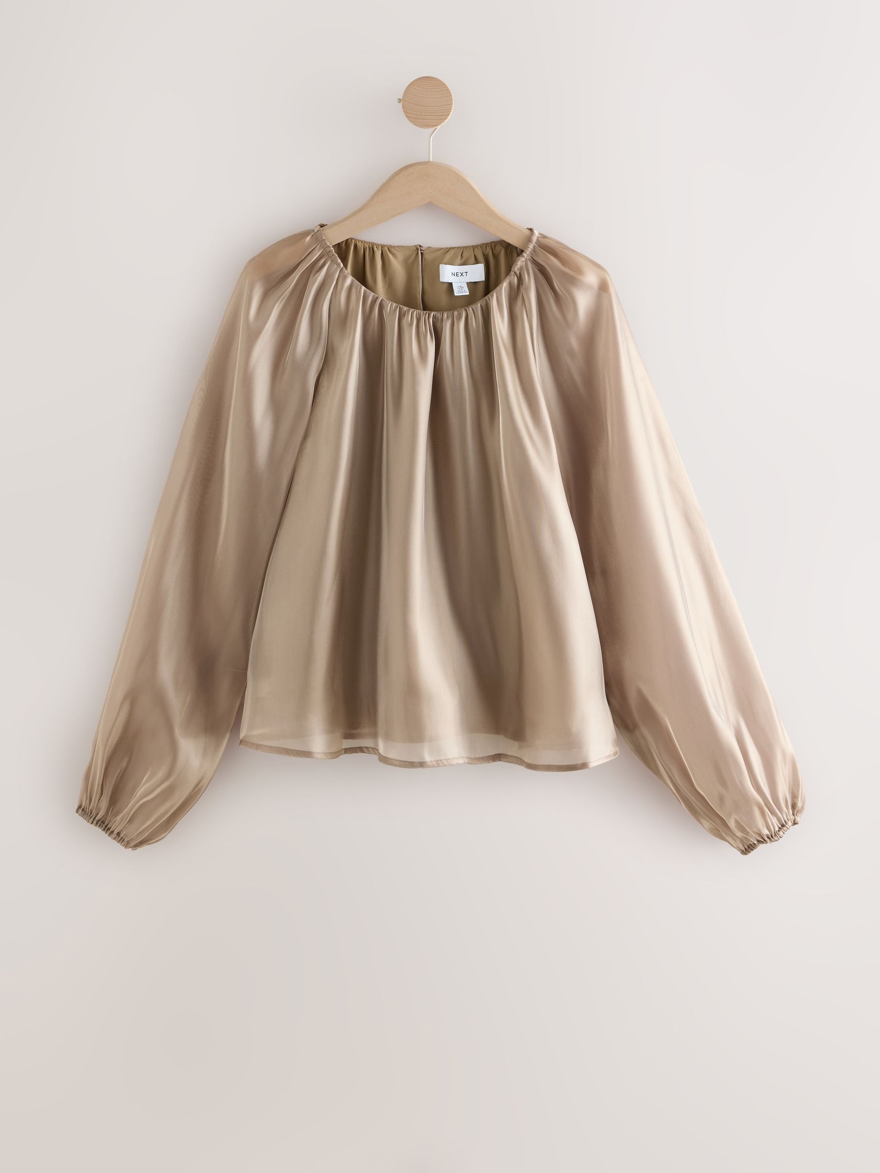 Buy Champagne Gold Organza Volume Long Sleeve Blouse from Next USA