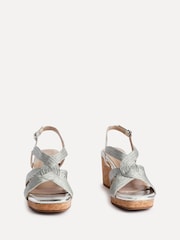 Linzi Silver Destined Cork Wedges With Crossover Textured Straps - Image 3 of 5