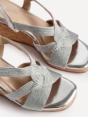 Linzi Silver Destined Cork Wedges With Crossover Textured Straps - Image 5 of 5