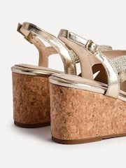 Linzi Gold Destined Cork Wedges With Crossover Textured Straps - Image 5 of 5