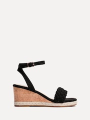 Linzi Black Regan Plaited Cork Wedges - Image 2 of 5