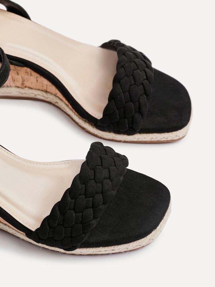 Linzi Black Regan Plaited Cork Wedges - Image 1 of 1
