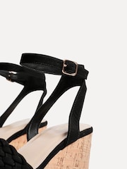 Linzi Black Regan Plaited Cork Wedges - Image 5 of 5