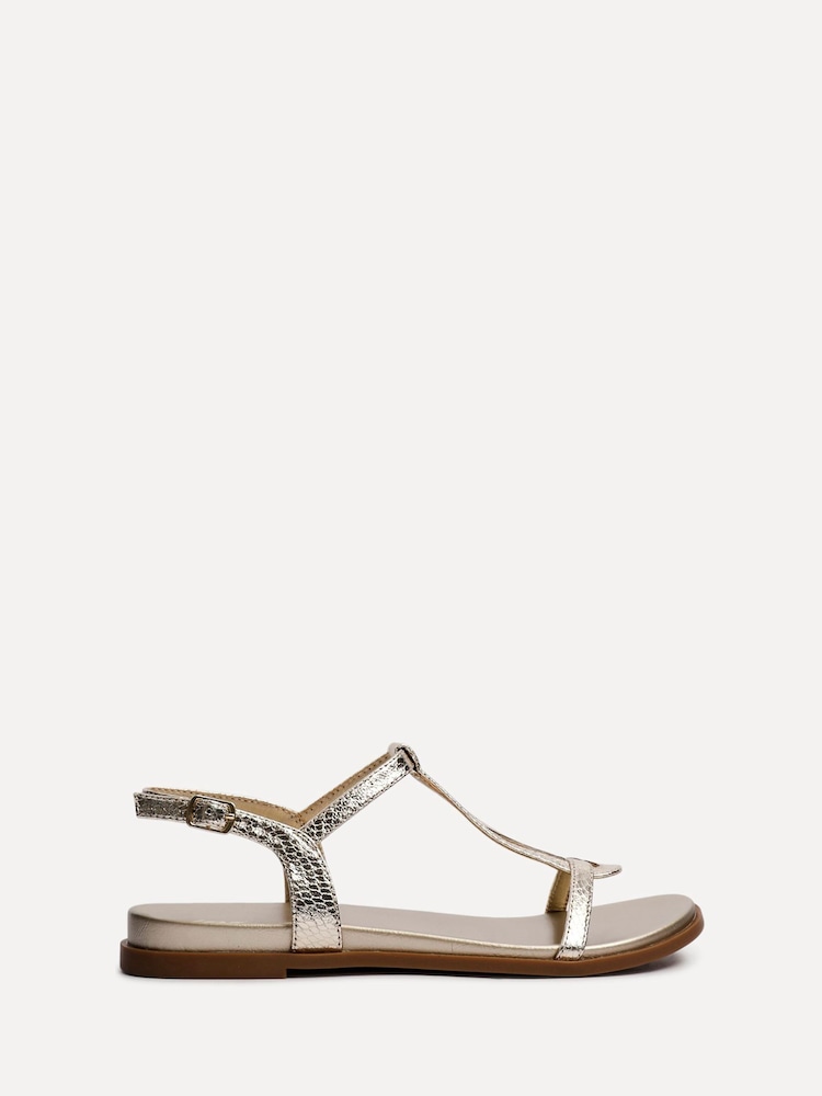 Linzi Gold Saylor Textured T-Bar Sandals - Image 2 of 5