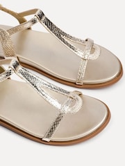 Linzi Gold Saylor Textured T-Bar Sandals - Image 4 of 5