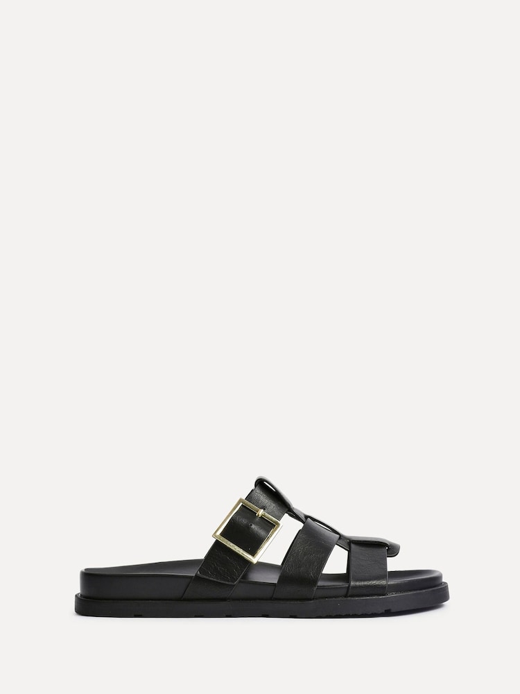 Linzi Black Restore Gladiator Slip On Sandals With Buckle Detail - Image 2 of 5
