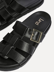 Linzi Black Restore Gladiator Slip On Sandals With Buckle Detail - Image 5 of 5