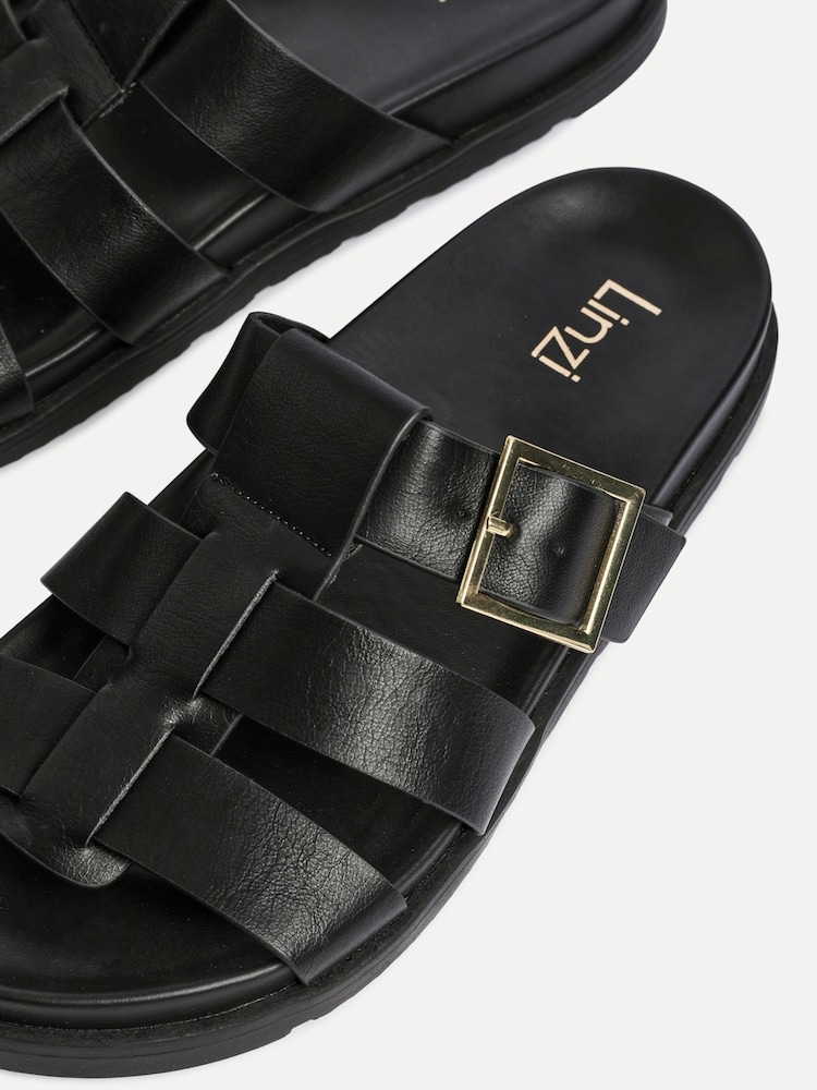 Linzi Black Restore Gladiator Slip On Sandals With Buckle Detail - Image 5 of 5
