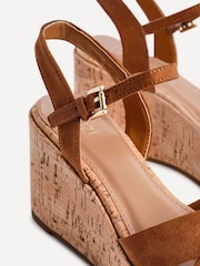 Linzi Brown Vivid Cork Wedge Sandals With Crossover Straps - Image 5 of 5