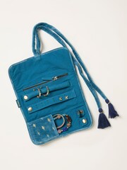 FatFace Teal Blue Star Embroidered Jewellery Roll - Image 2 of 2
