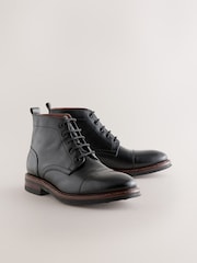 Black Toecap Leather Boots - Image 1 of 5