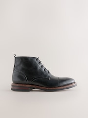 Black Toecap Leather Boots - Image 2 of 5