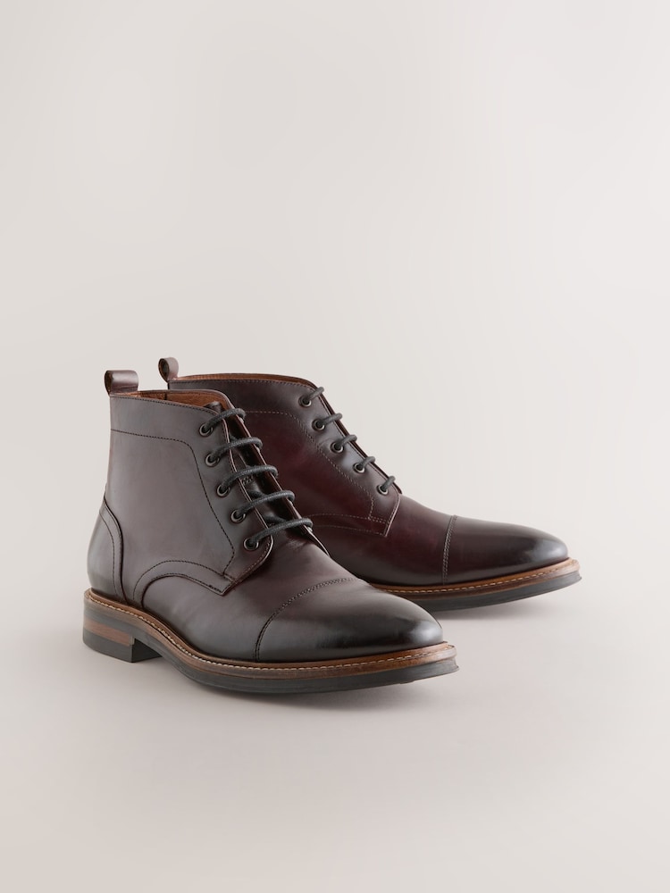 Burgundy Red Toecap Leather Boots - Image 1 of 5