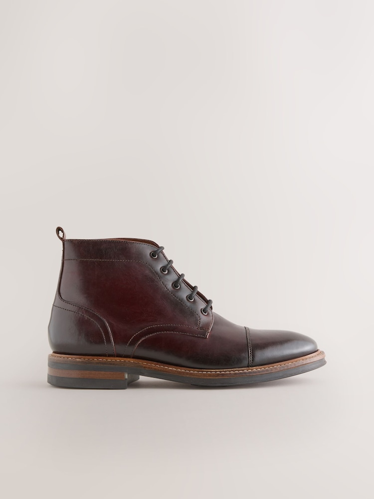 Burgundy Red Toecap Leather Boots - Image 2 of 5