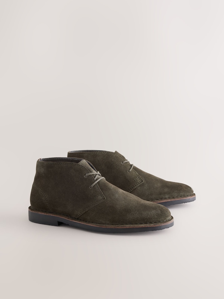 Dark Green Suede Desert Boots - Image 1 of 5 Dark Green Suede Desert Boots - Image 1 of 5