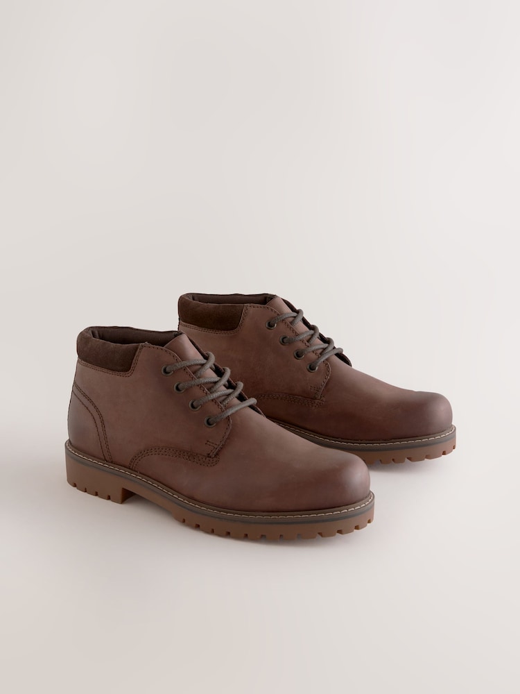 Brown Rugged Leather Ankle Boots - Image 1 of 5