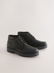 Black Rugged Leather Ankle Boots - Image 1 of 5
