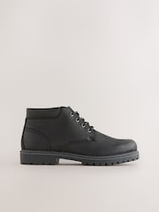Black Rugged Leather Ankle Boots - Image 2 of 5