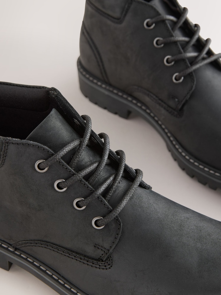 Negru - Rugged Leather Ankle Boots - Image 3 of 5