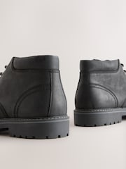 Black Rugged Leather Ankle Boots - Image 4 of 5