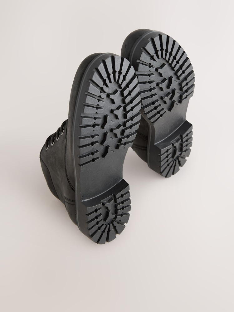 Black Rugged Leather Ankle Boots - Image 5 of 5