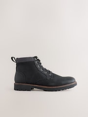 أسود - Borg Lined Cord Trim Boots - صورة 2 من 6