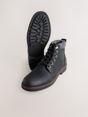 أسود - Borg Lined Cord Trim Boots - صورة 3 من 6