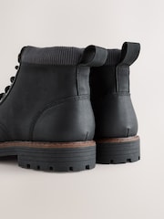 أسود - Borg Lined Cord Trim Boots - صورة 6 من 6