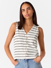 Whistles Black Stripe Button Front Tank - Image 1 of 5