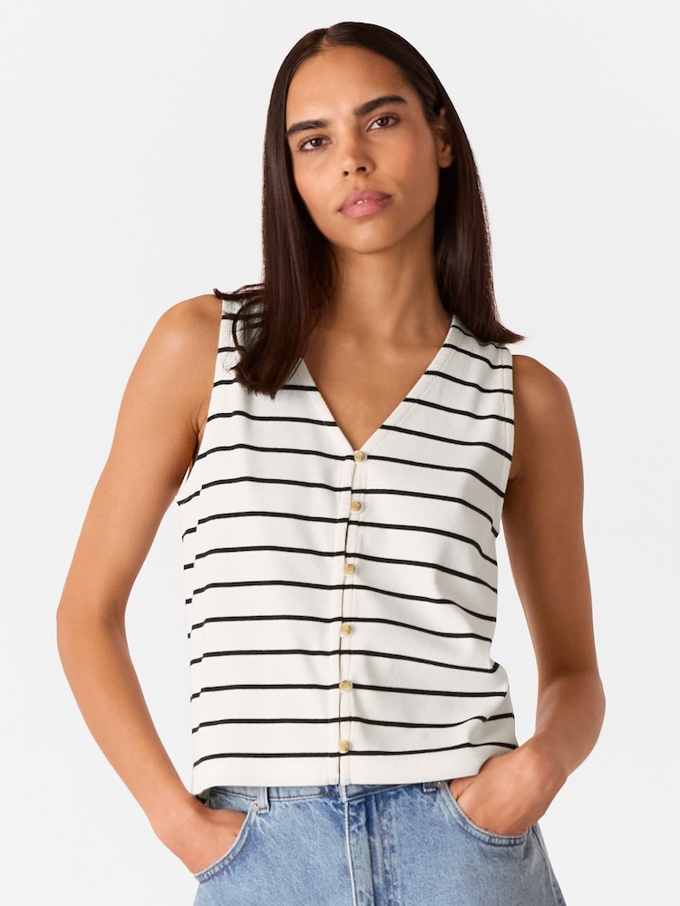 Whistles Black Stripe Button Front Tank - Image 1 of 5