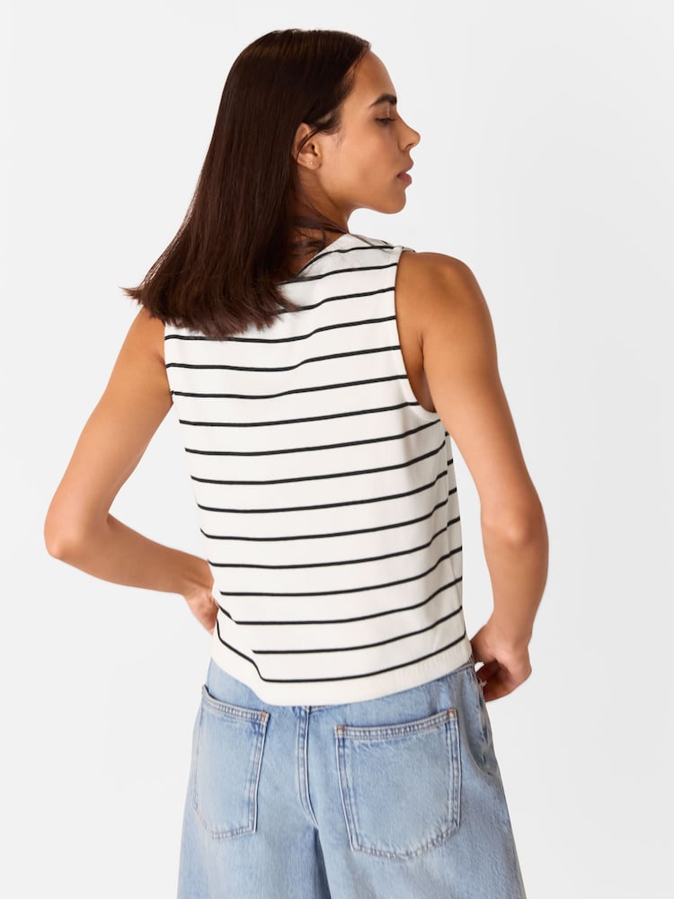 Whistles Black Stripe Button Front Tank - Image 2 of 5