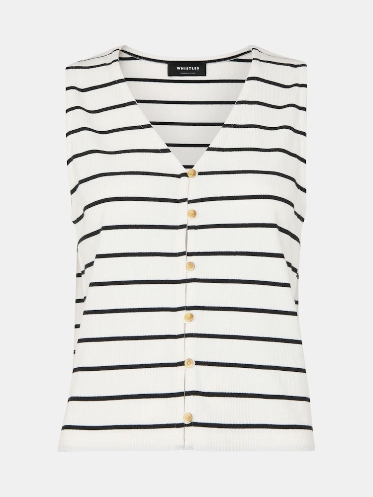 Whistles Black Stripe Button Front Tank - Image 5 of 5
