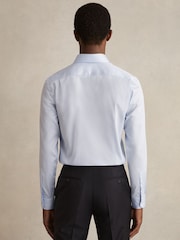Reiss Soft Blue Slim Fit Double Cuff Two Fold Cotton Shirt - Image 5 of 8