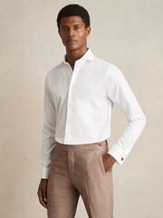 Reiss White Storm Double-Cuff Two-Fold Cotton Shirt - Image 1 of 8