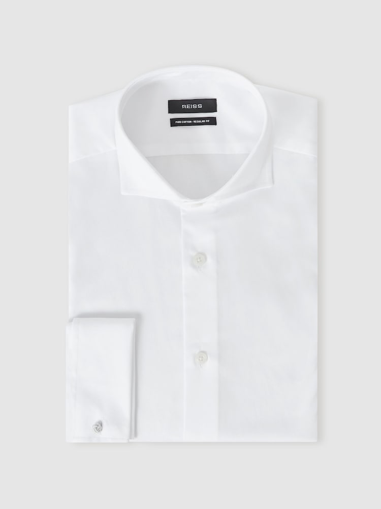 Reiss White Storm Double-Cuff Two-Fold Cotton Shirt - Image 2 of 8