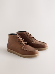 Brown Mid Wedge Leather Boots - Image 1 of 6