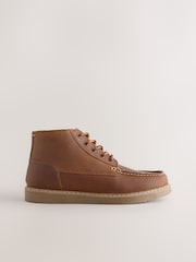 Brown Mid Wedge Leather Boots - Image 2 of 6