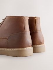 Brown Mid Wedge Leather Boots - Image 3 of 6