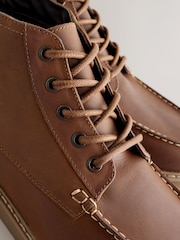Brown Mid Wedge Leather Boots - Image 4 of 6