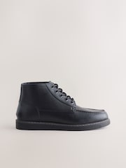 Black Mid Wedge Leather Boots - Image 2 of 5