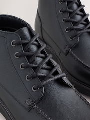 Black Mid Wedge Leather Boots - Image 3 of 5