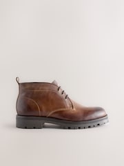 Tan Brown Chunky Leather Chukka Boots - Image 2 of 5