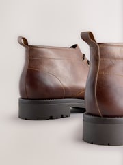 Tan Brown Chunky Leather Chukka Boots - Image 3 of 5