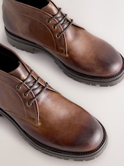 Tan Brown Chunky Leather Chukka Boots - Image 4 of 5